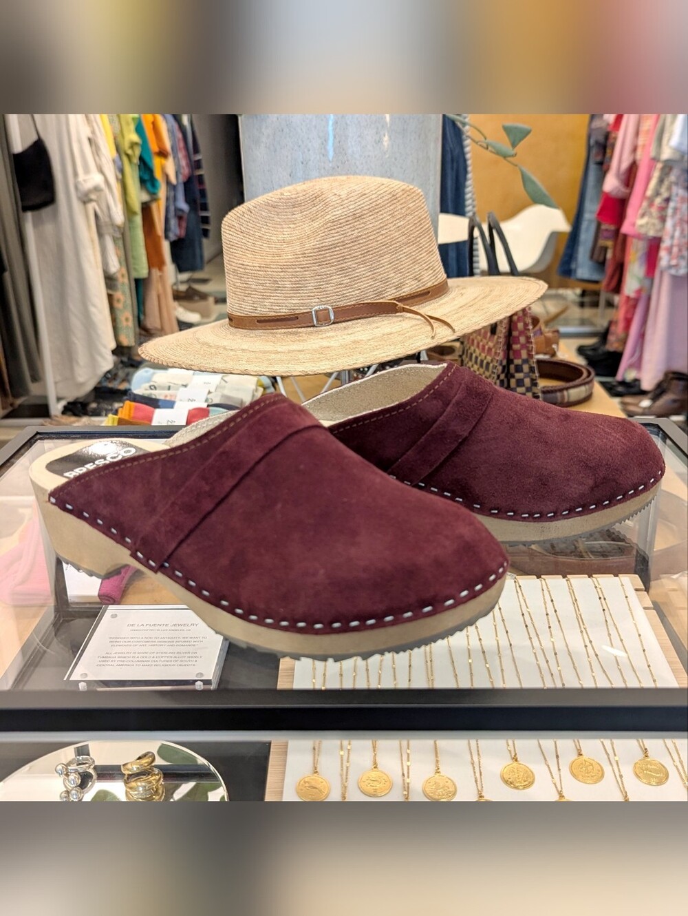 Bresco burgundy suede clogs Size 39 US 8.5/9